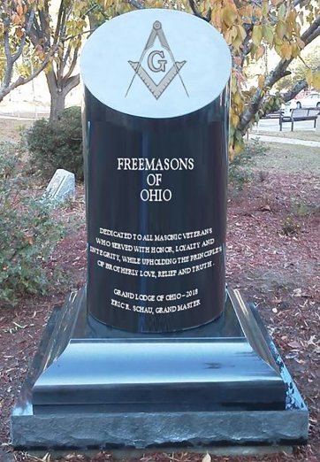 Freemasons of Ohio. Dedicated to all Masonic veterains who servied with honor, loyalty and integrity, while upholding the principles of brotherly love, relief and truth. Grand Lodge of Ohio - 2018. Eric R. Schau, Grand Master.
